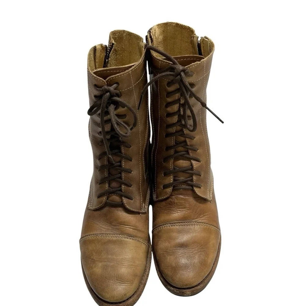 Bed Stu Boots Bonnie Lace Up Combat Ankle Brown‎ Distress Leather Size 8.5 Boho